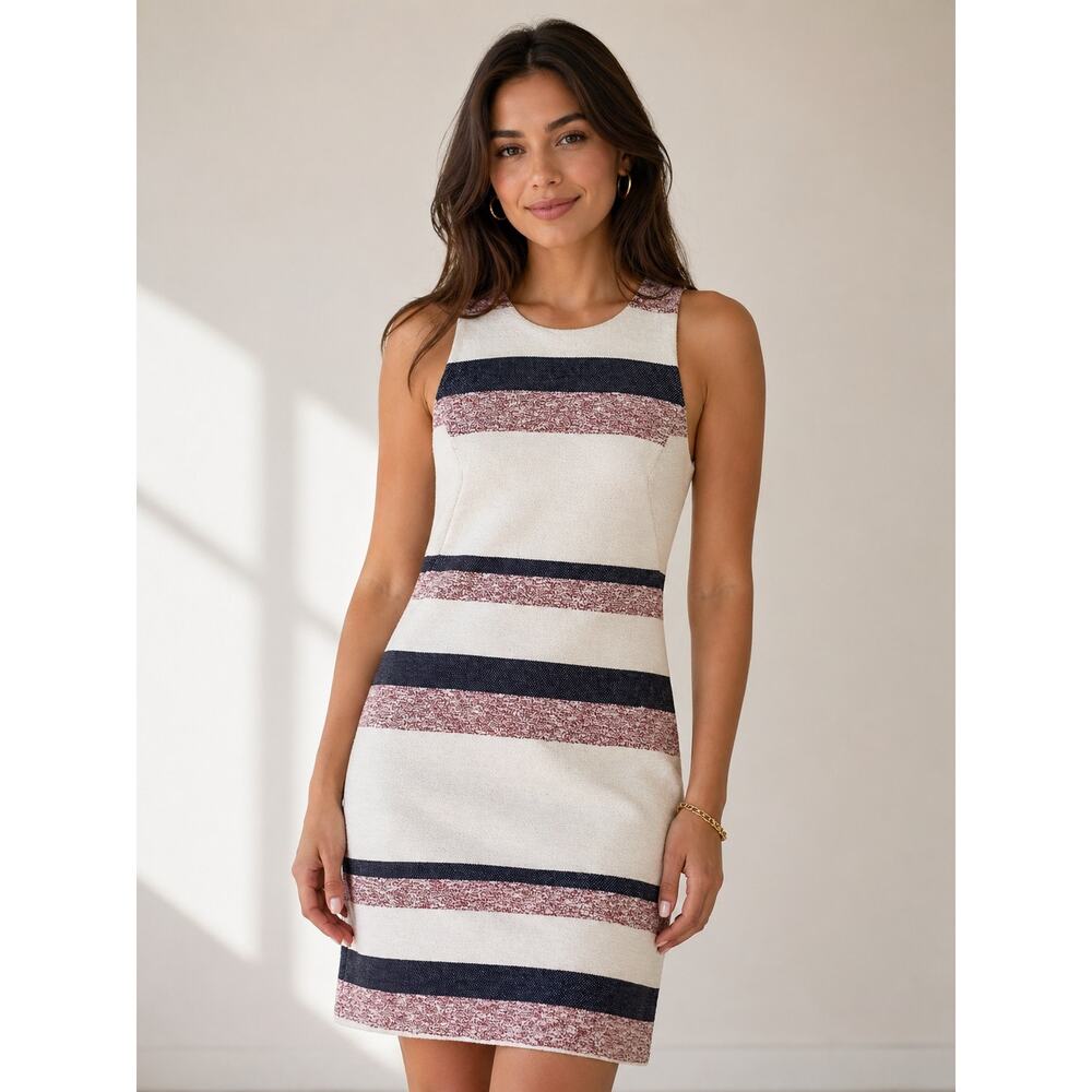 Ann Taylor Sleeveless Striped Tweed Dress Career 4